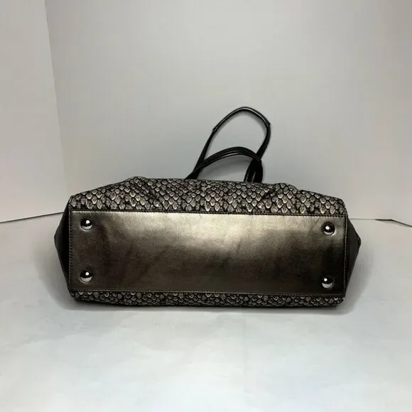 COACH Authentic Tote Carryall Shoulder Bag Purse Snake Print Leather Trim Black - Picture 11 of 11